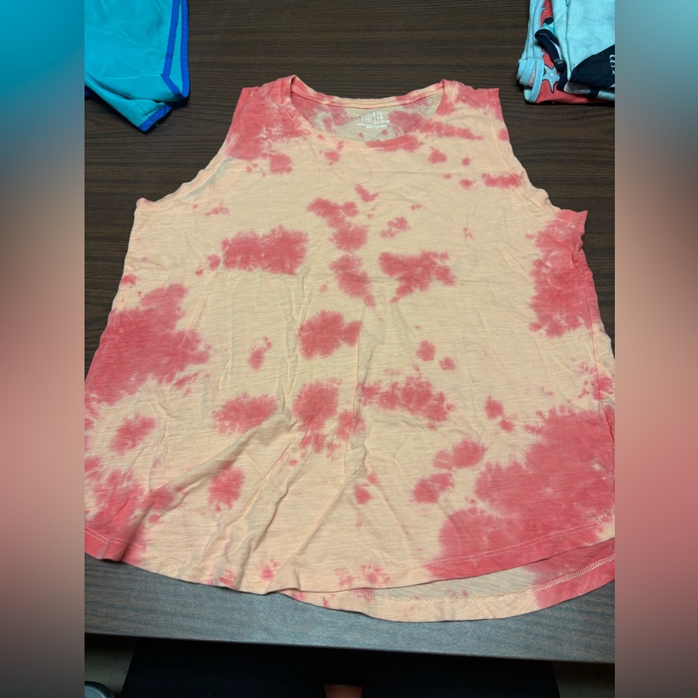 Time and Tru Coral Tie-Dye Tank Top
